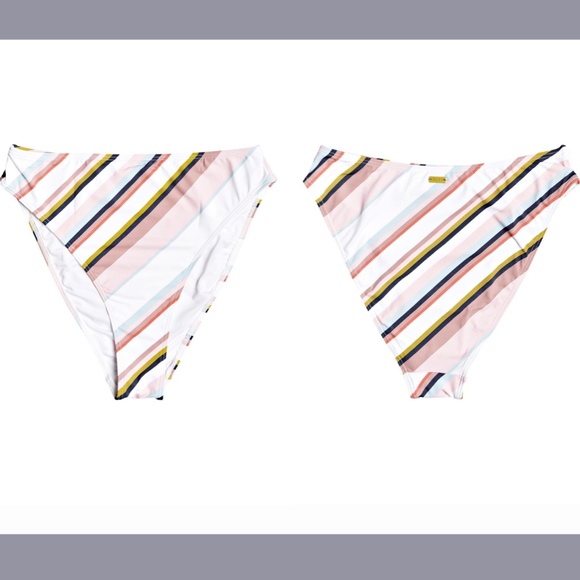 NEW Roxy [ XL ]‎ Beach Classics Stripe High Waist Leg Bikini Bottoms - Picture 2 of 12